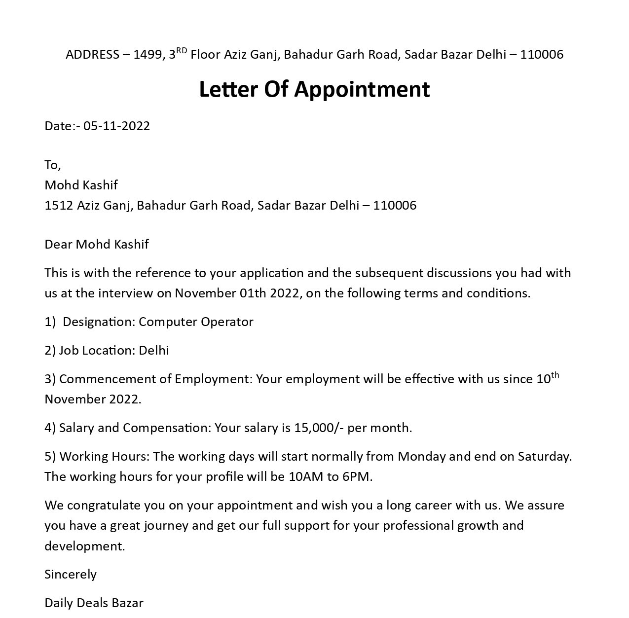 Offer Letter